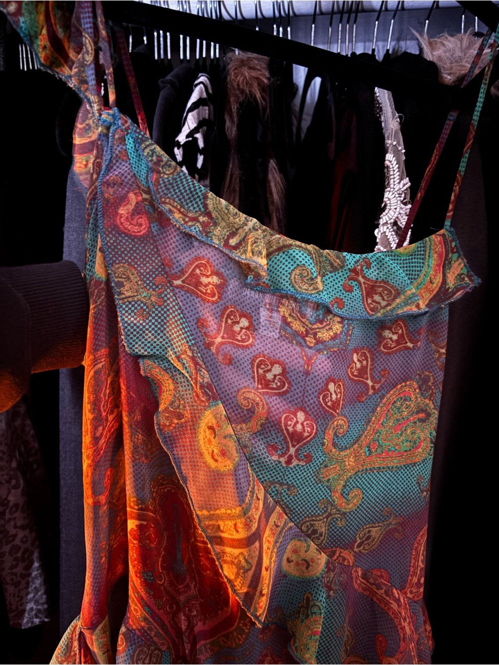 Multicolor Paisley Ruffle Sheer Maxi Dress - Picture 5 of 6